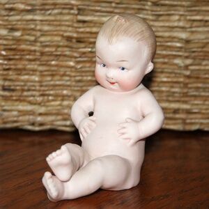 Antique German Bisque Gebrüder Heubach Full Tummy Action Baby #9698 - NO EGG!